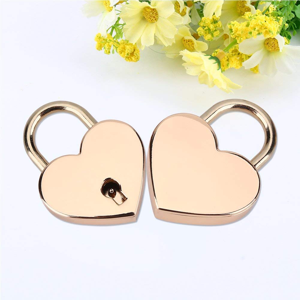 2 Pack Rose Gold Heart Shaped Padlock - Mini Metal Key Lock for Luggage, Diary, Jewelry Box, Gift Box | Perfect for Valentine's Day Gifts, Bridal Shower Favors & Romantic Keepsakes
