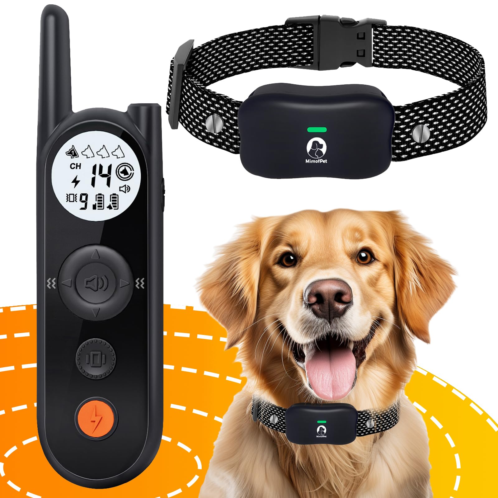 MIMOFPET Wireless Dog Fence System with Training Remote - 3500ft Adjustable Electric Fence, Waterproof Rechargeable Collar for Large & Medium Dogs | Pet Containment System for Backyard, Garden & Outdoor Use