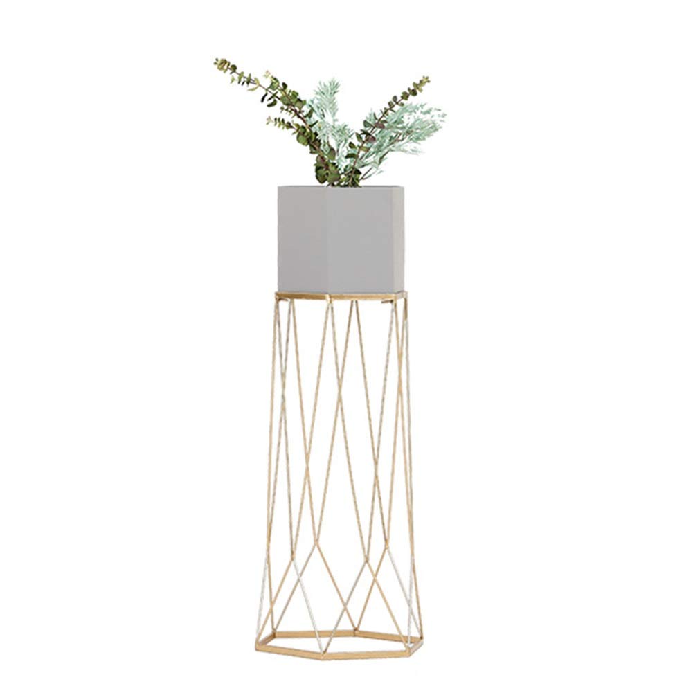 Hexagon Iron Flower Pot Shelf - 89cm Modern Plant Stand for Balcony, Indoor & Outdoor Decoration - Gray Floor-Standing Holder for Multiple Pots | Perfect for Small Spaces, Garden Decor & Home Organization