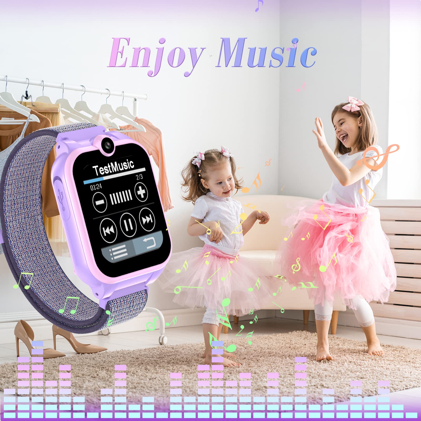 Smart Watch for Kids 4-10 Years Old - Waterproof Touchscreen GPS Tracker with Dual Camera, 18 Games, Music Player & Alarm Clock | Perfect Birthday Gift for Boys & Girls | School, Outdoor Play & Safety Tracking