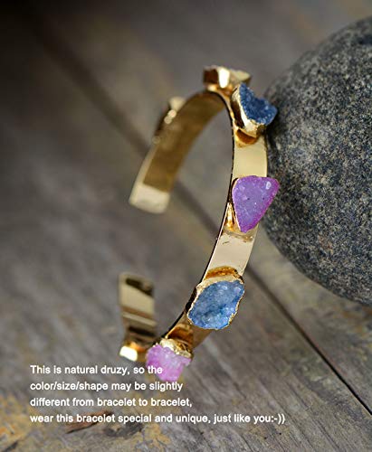 Fricgore Handmade Unique Druzy Bracelet – Colorful Gilded Bohemian Charm Cuff for Women | Fashion Jewelry for Casual Wear, Parties & Special Occasions