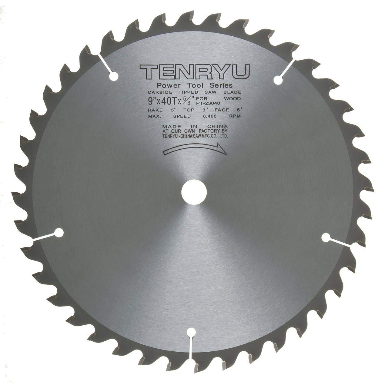 Tenryu PT-23040 9-Inch Carbide Tipped Saw Blade - 40 Tooth ATAF Grind, 5/8-Inch Arbor, 0.087 Kerf - Perfect for Woodworking, Plywood & Hardwood Cutting