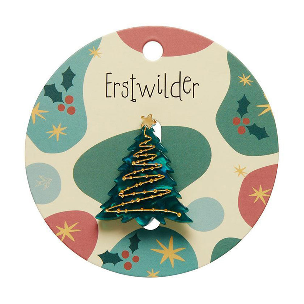 Erstwilder Mini Christmas Tree Brooch - Festive Holiday Pin for Jackets, Scarves & Gifts | Christmas Party Accessories & Winter Fashion Jewelry