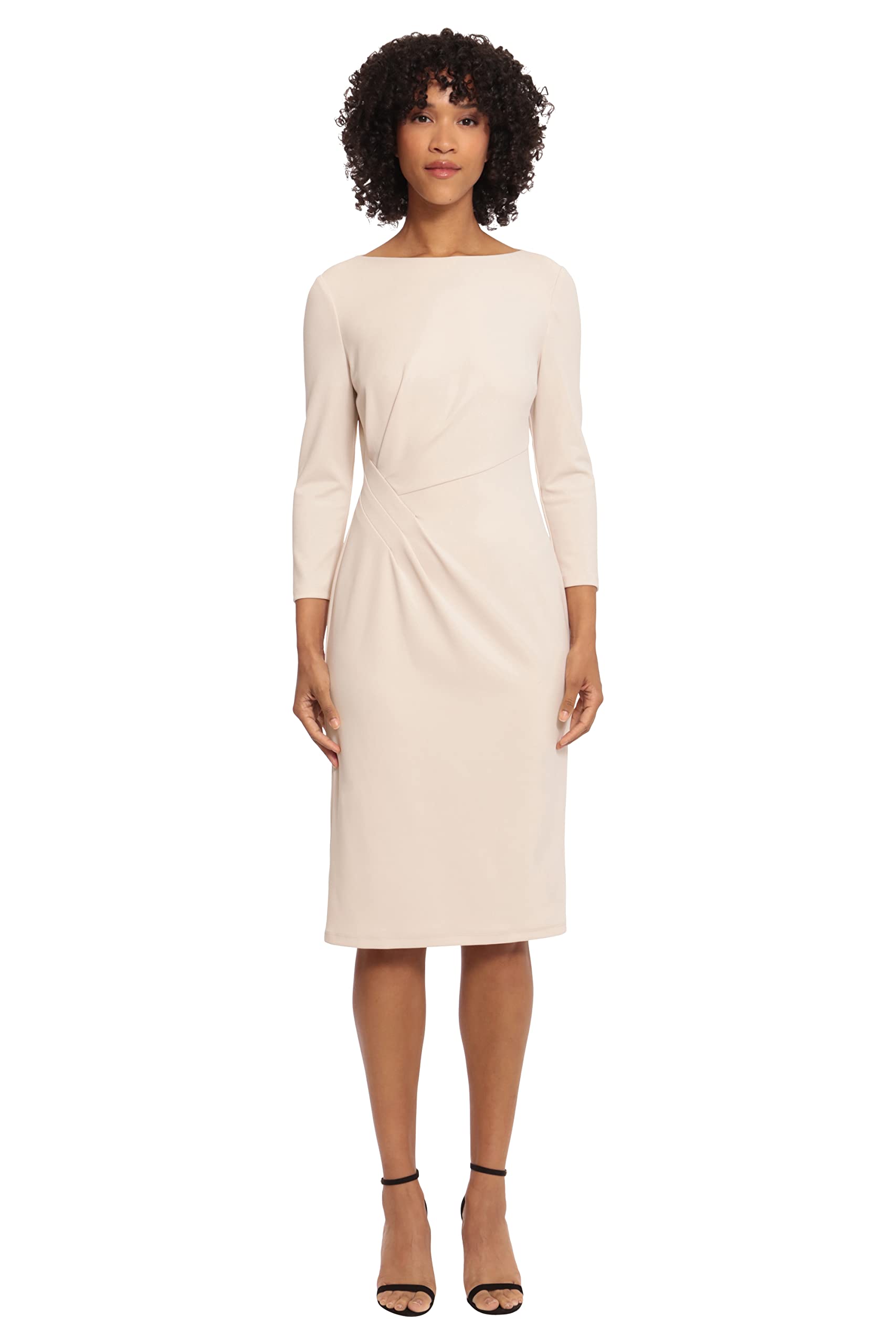 Maggy London Women's Plus Size Scuba Crepe Pleat Tuck Waist Dress - Elegant Formal & Office Wear for Curvy Women