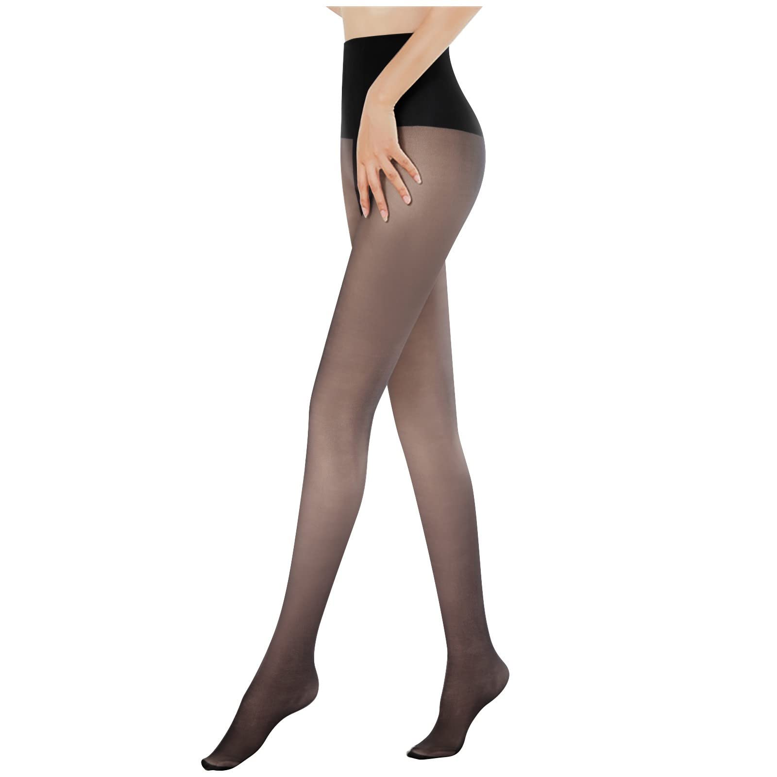 Women's Elastic Button Double Layer Fleece Pantyhose - Fake Translucent Opaque Tights for Warmth & Style | Perfect for Winter Outfits, Office Wear & Casual Fashion