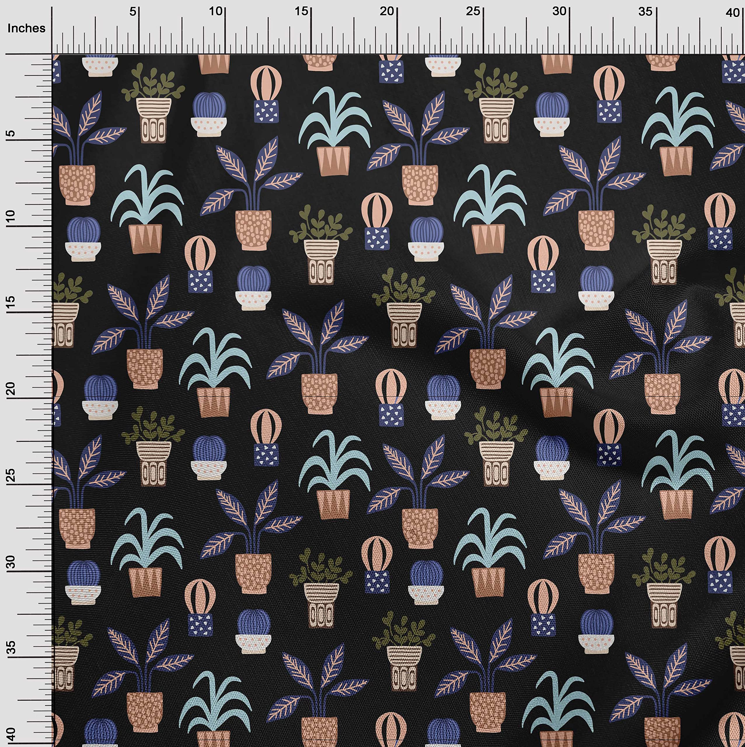 oneOone Polyester Spandex Black Floral Print Fabric - 56 Inch Wide for DIY Clothing, Home Decor & Sewing Projects | Perfect for Dresses, Curtains & Crafting Supplies