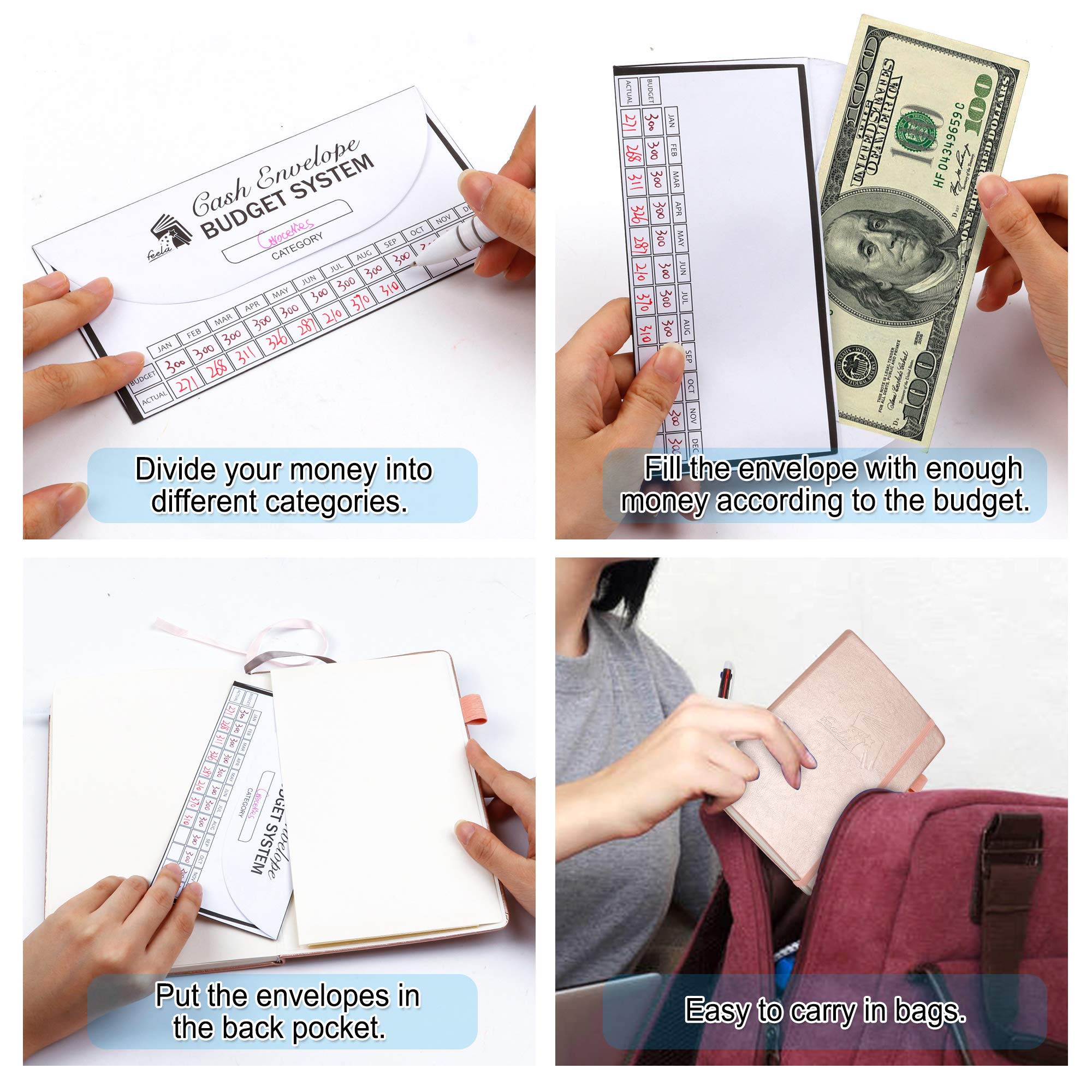 2025 Budget Planner - Undated Monthly Financial Organizer with Expense Tracker, Budget Envelopes & Stickers | A5 Hardcover Money Journal with Pen & User Manual | Perfect for Personal Finance, Bill Management & Savings Goals (Rose Gold)