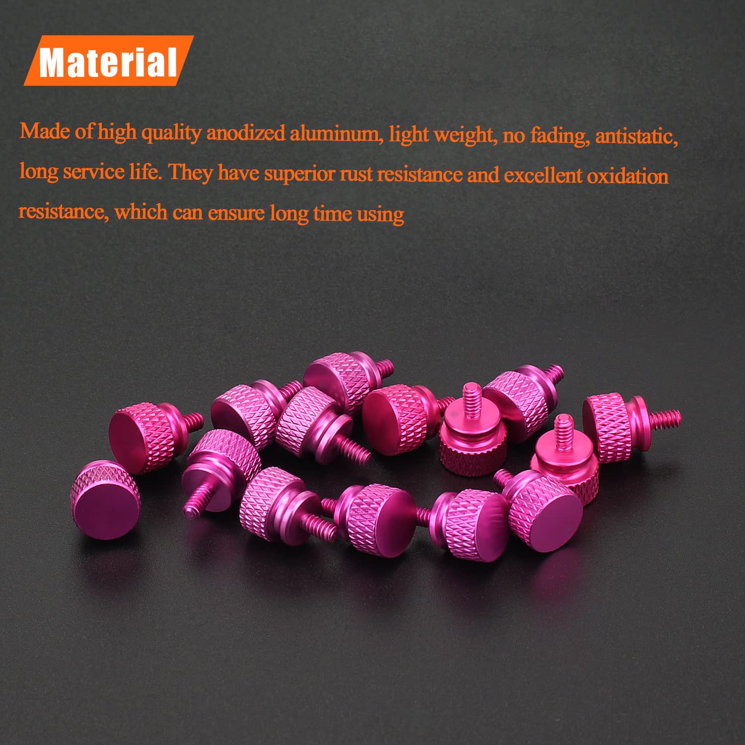 HELIFOUNER 20-Pack 6-32 Thread Pink Anodized Aluminum Thumb Screws for PC Case, Cover, Power Supply & Hard Drives - Easy Grip Computer Hardware Fasteners for DIY Builds & Upgrades