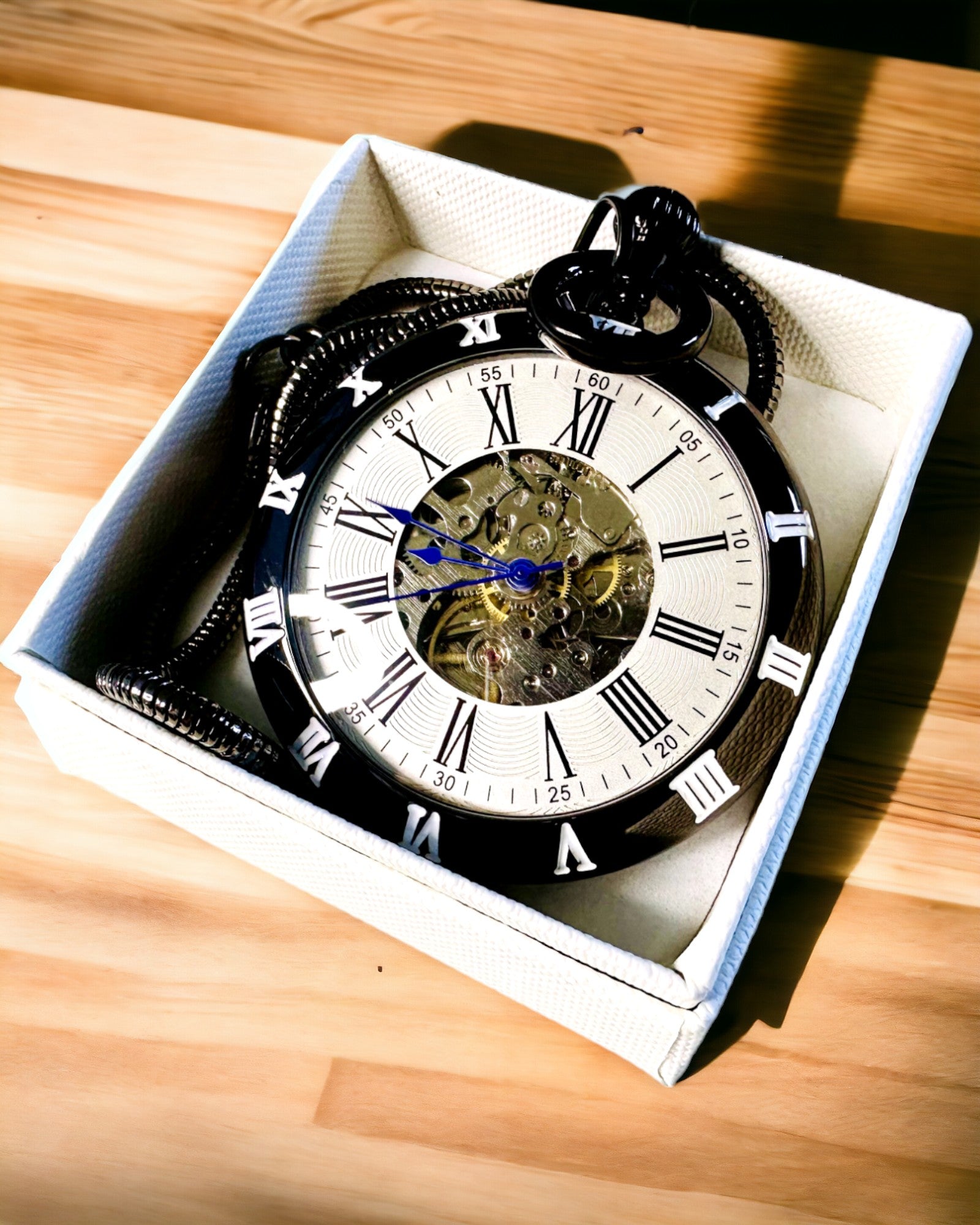 Vintage Mechanical Pocket Watch with Visible Gears - Engraved Personalization for Men & Women | Perfect for Weddings, Gifts, and Collectors