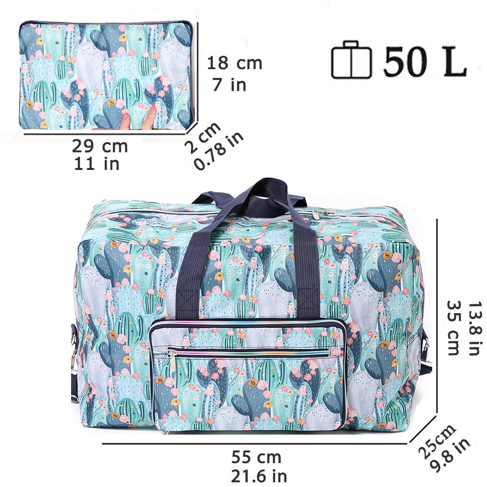 Foldable Large Travel Duffle Bag - Waterproof Cute Overnight Carryon Weekender Bag for Women & Girls - Perfect for Gym, Beach Trips, and Weekend Getaways