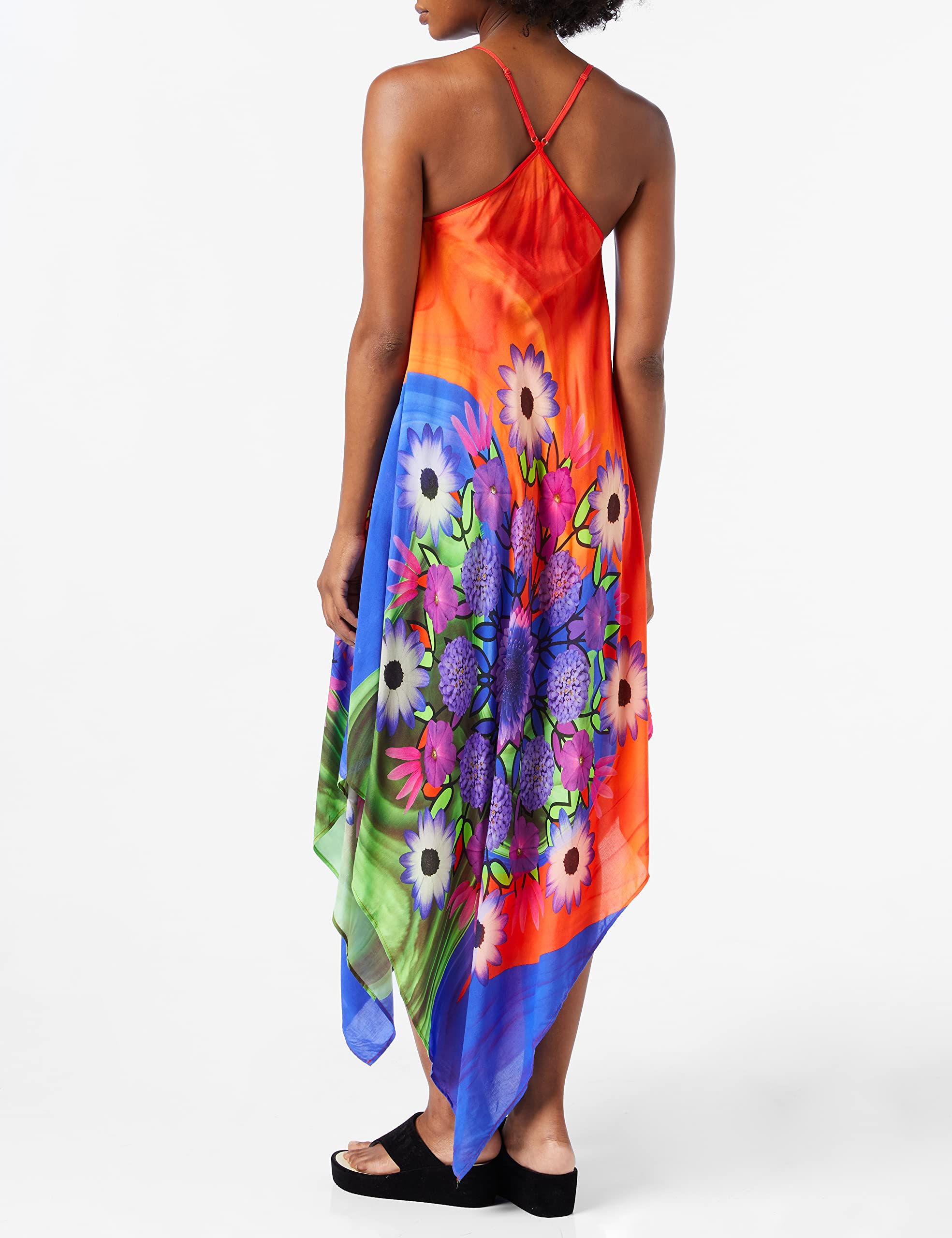 Desigual Women's Floral Beach Dress - Roseau Print, Size M | Perfect for Summer Vacations, Beach Getaways & Casual Outings