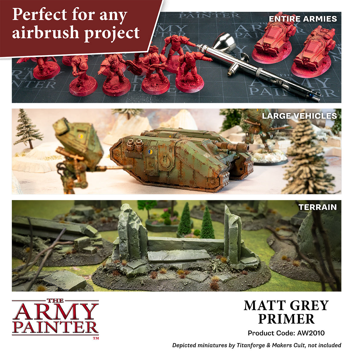 Warpaints Air Matt Grey Primer - 100ml Acrylic Paint for Miniatures & Models - Perfect for Warhammer, D&D, and Tabletop Gaming