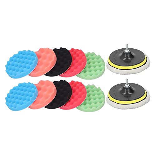 6 Inch Buffing Sponge Pad Set (2 Pack) - Colorful Fast Polishing Wax Foam Applicator with Wool Pad for Car Detailing & Auto Polishing - Perfect for Vehicle Wax Application & Paint Restoration