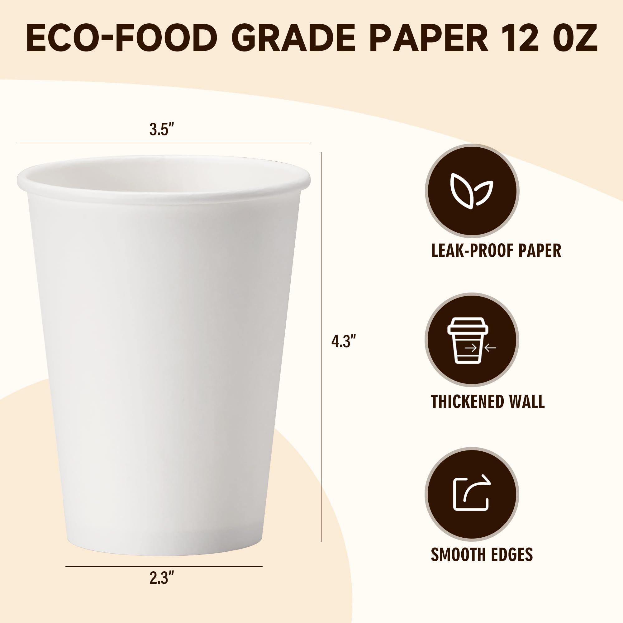 YEEHAW 12 oz 1000 Pack Disposable Paper Coffee Cups - Bulk White Hot to Go Cups for Hot Coffee, Tea, Hot Chocolate & Beverages - Leak Proof & Eco Friendly - Perfect for Cafes, Offices, Parties & Home Use