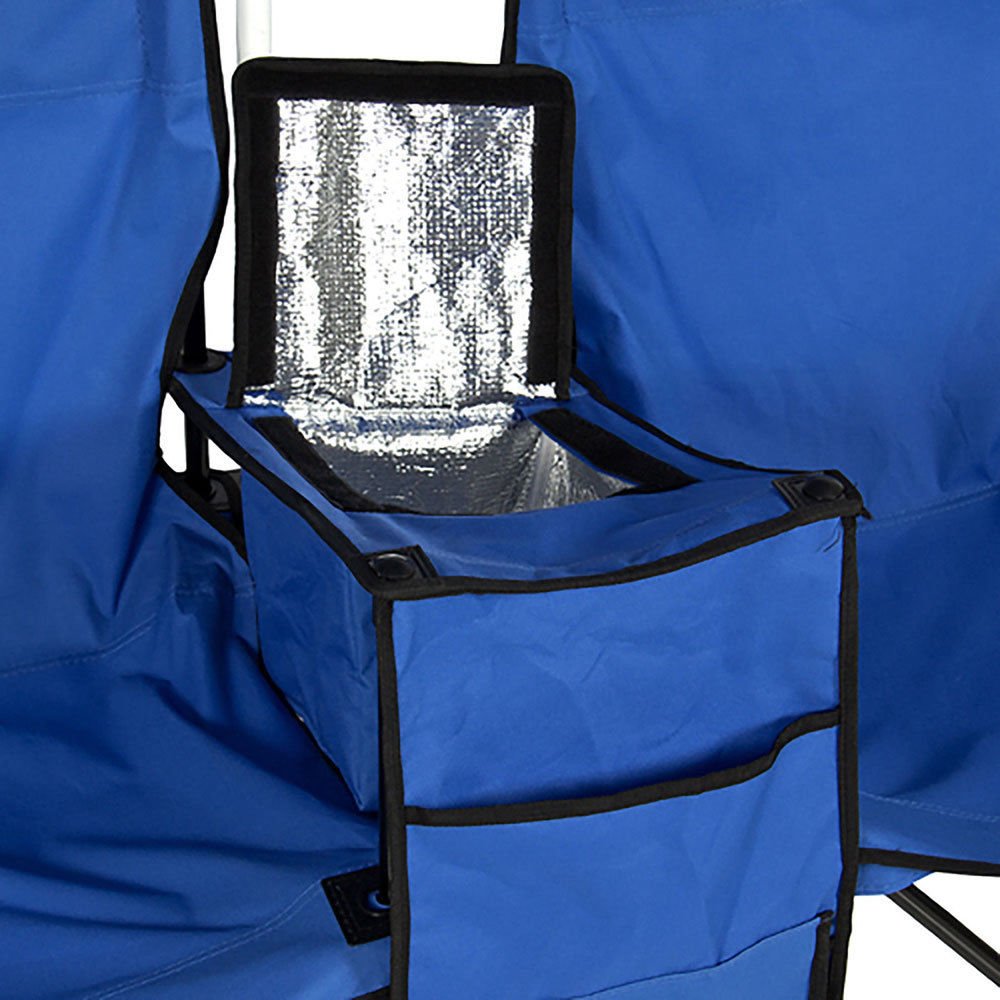 Premium Blue Double Beach Chair with Adjustable Umbrella - Foldable, Portable for Picnic, Camping, Fishing & Outdoor Relaxation | Includes Built-in Cooler & Side Table