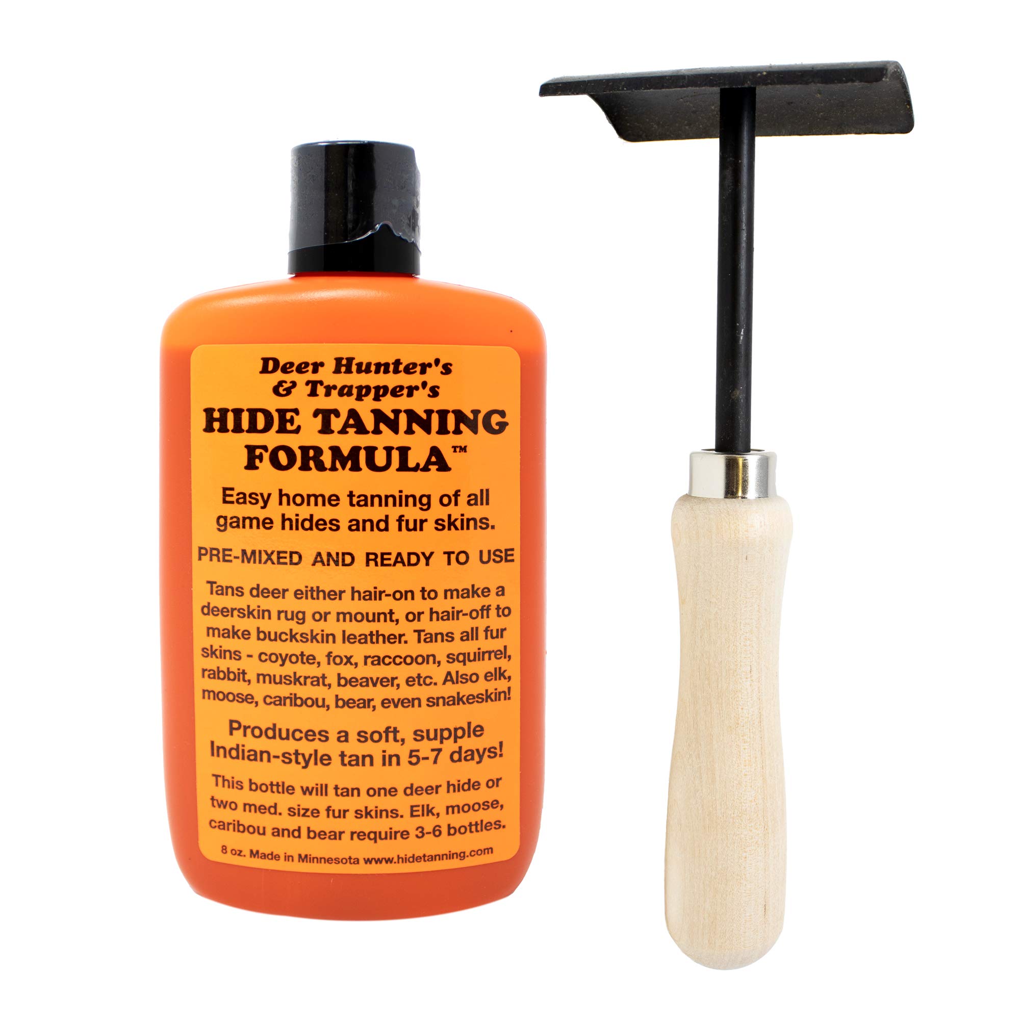 Premium Hide Tanning Formula & Professional Fleshing Tool Kit - Kaizen8 | Complete Leather Crafting Solution for DIY Taxidermy, Hunting Trophies & Leatherworking Projects