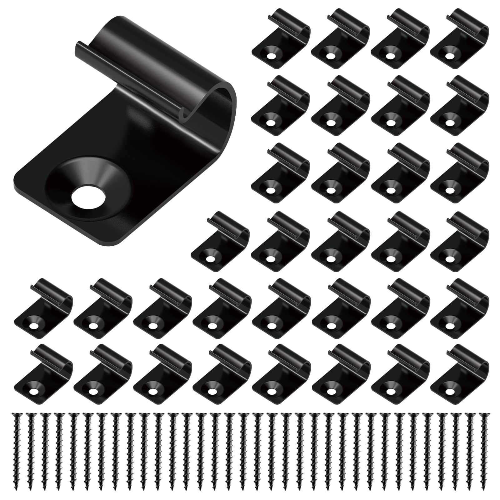 316 Stainless Steel Universal Decking Starter Clips - Hidden Fasteners with Screws (40 Pack) | Black Finish for Outdoor Decking Projects | Perfect for DIY Deck Installation & Wooden Patio Construction