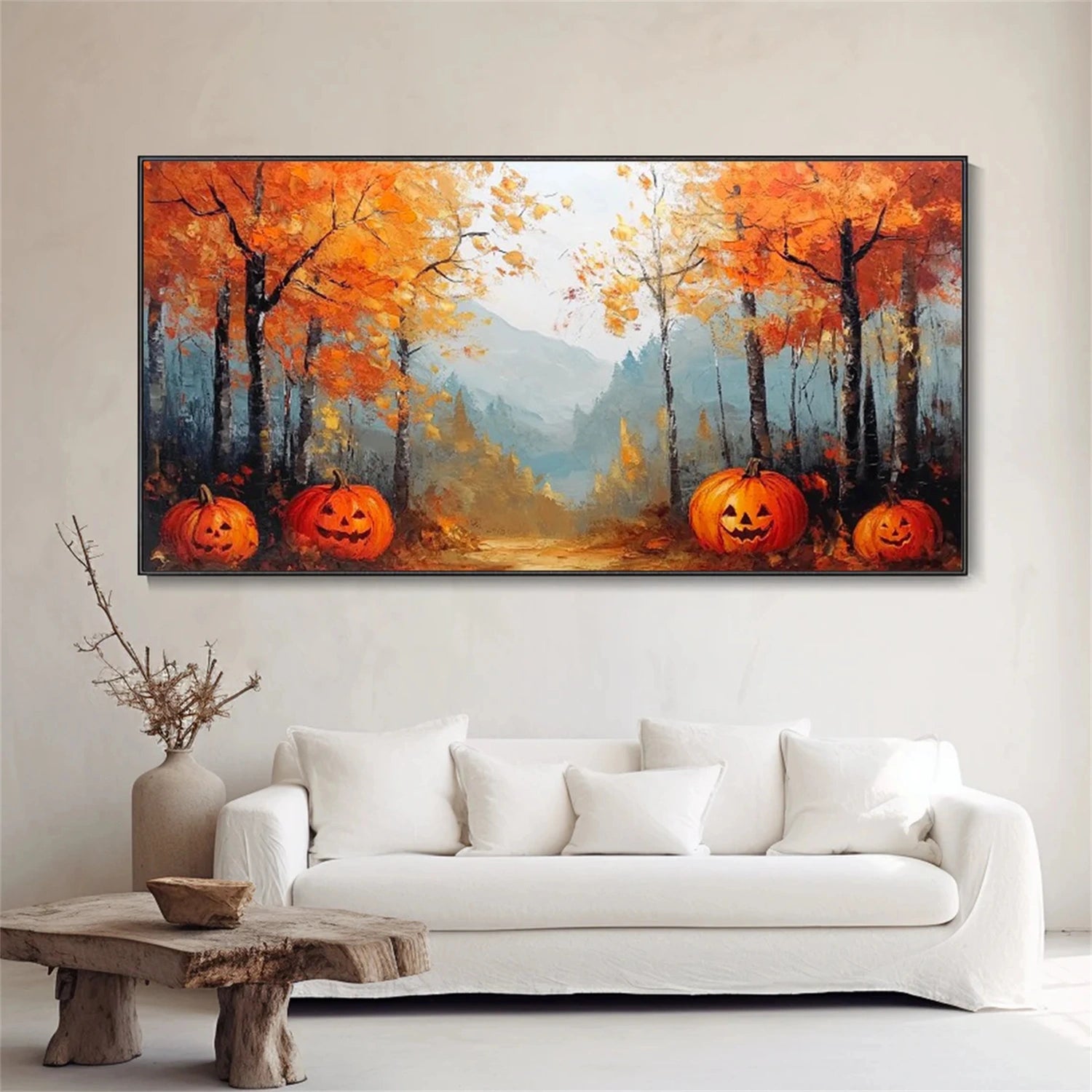 Beautiful Flower and Tree Painting #FT152 - Handmade Canvas Art for Home Decor, Living Room, Bedroom & Office Wall
