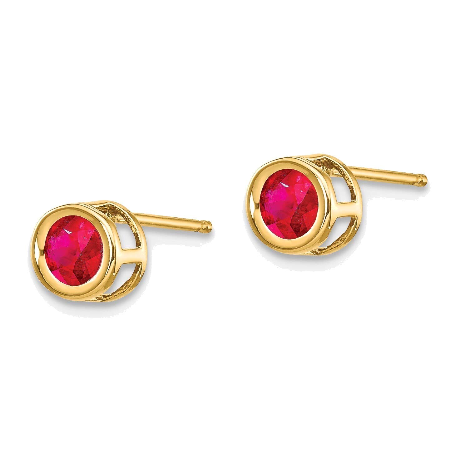 14K Yellow Gold Ruby Earrings - July Birthstone Jewelry for Women, Gift for Her, Anniversary, Birthday & Special Occasions