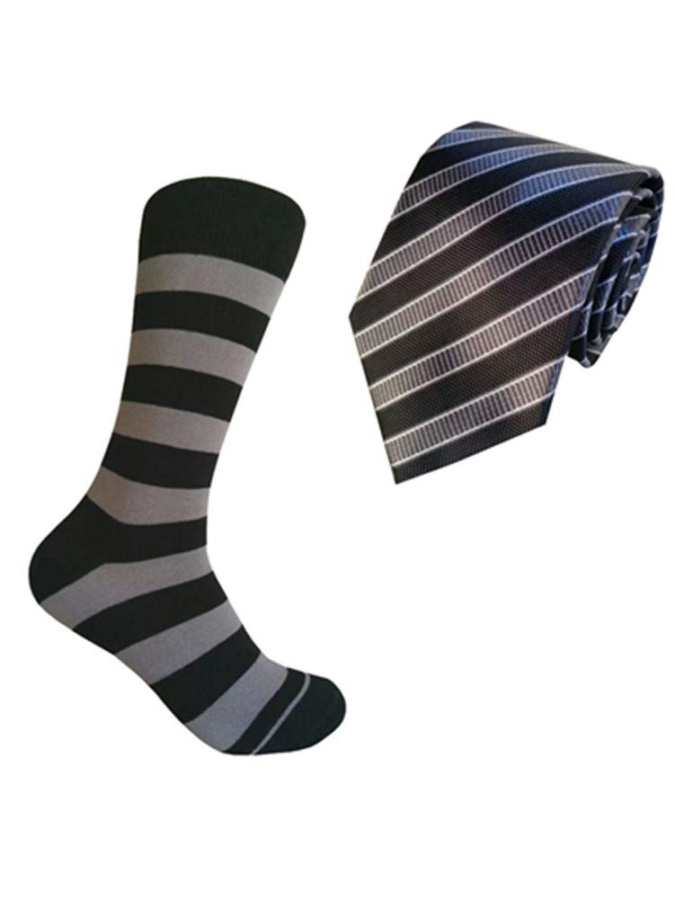 Premium TRM Men's Socks & Necktie Gift Set - 3 Pairs Breathable Cotton Dress Socks + Silk Necktie - Perfect for Business, Wedding & Formal Occasions