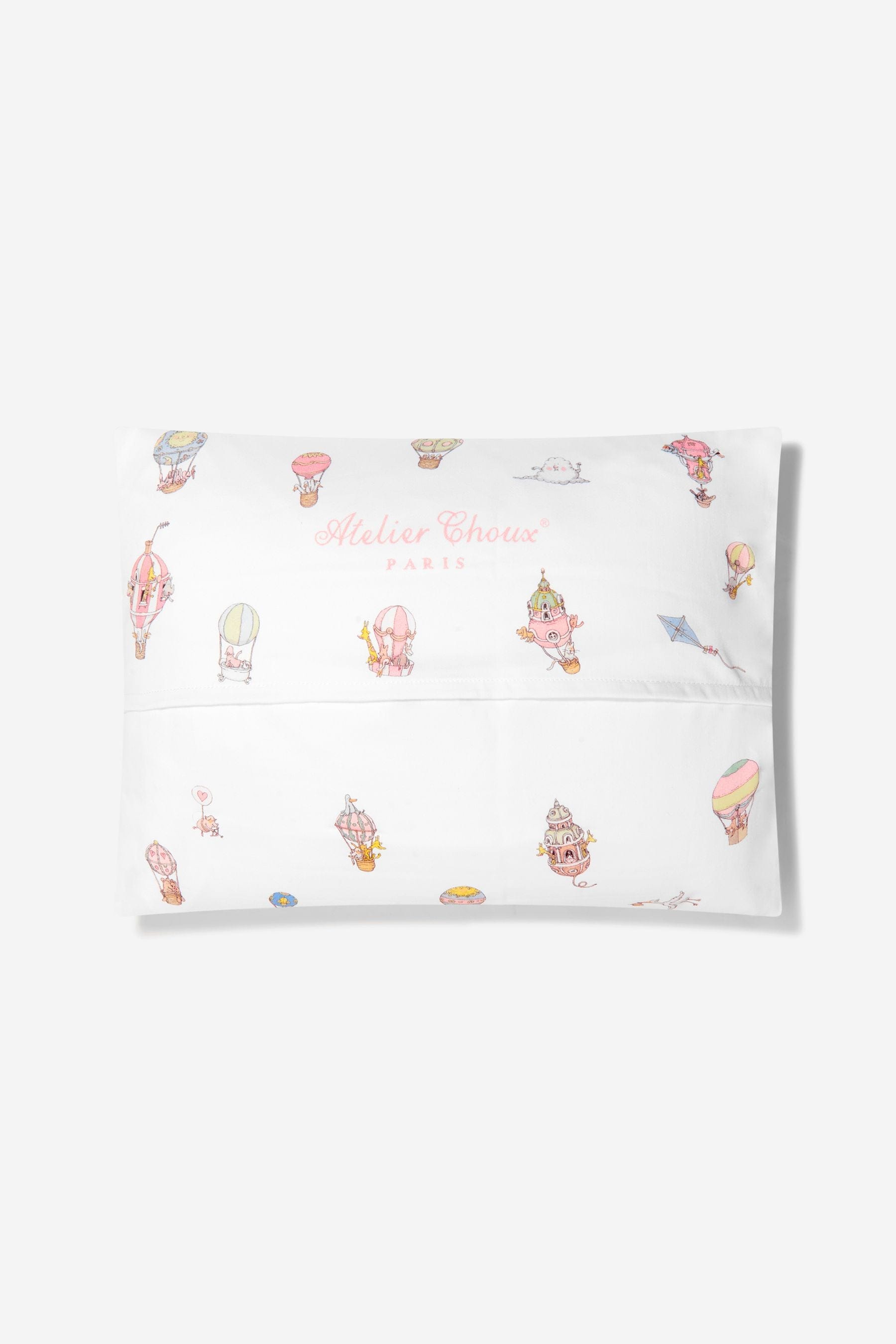 Atelier Choux Baby Hot Air Balloons Satin Pillow - 40x30 cm Soft Nursery Cushion for Newborns & Infants - Perfect for Cribs, Strollers, and Photo Props