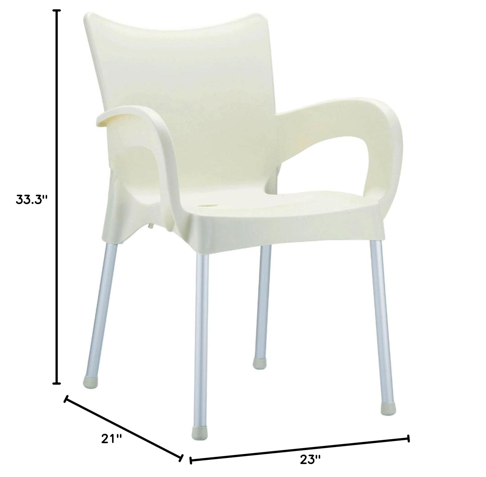 Premium Beige Resin Patio Dining Arm Chairs (Set of 4) - Weather-Resistant Outdoor Furniture for Garden, Poolside & Backyard Relaxation