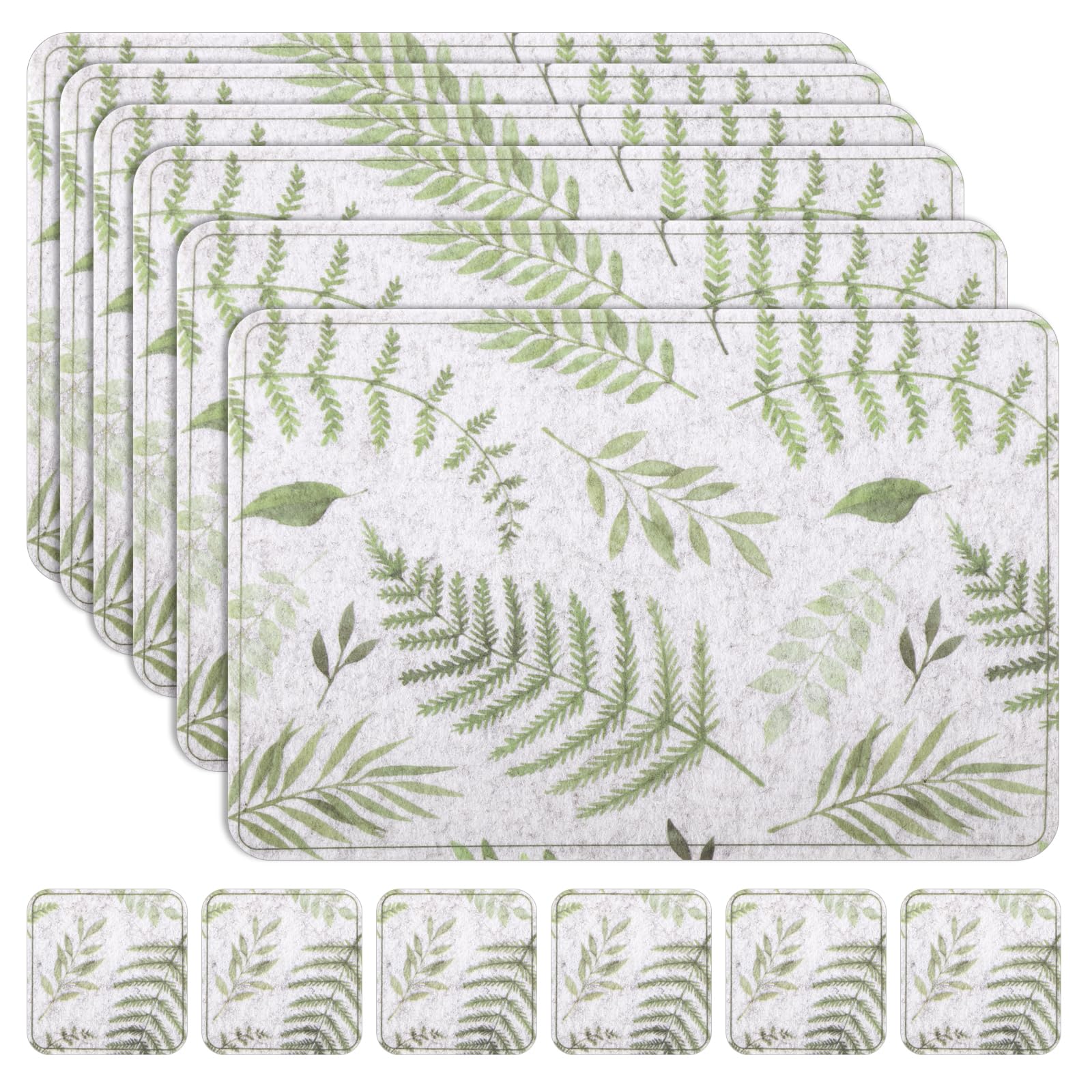 6-Pack Wipeable Heat-Resistant Non-Slip Felt Placemats - 17