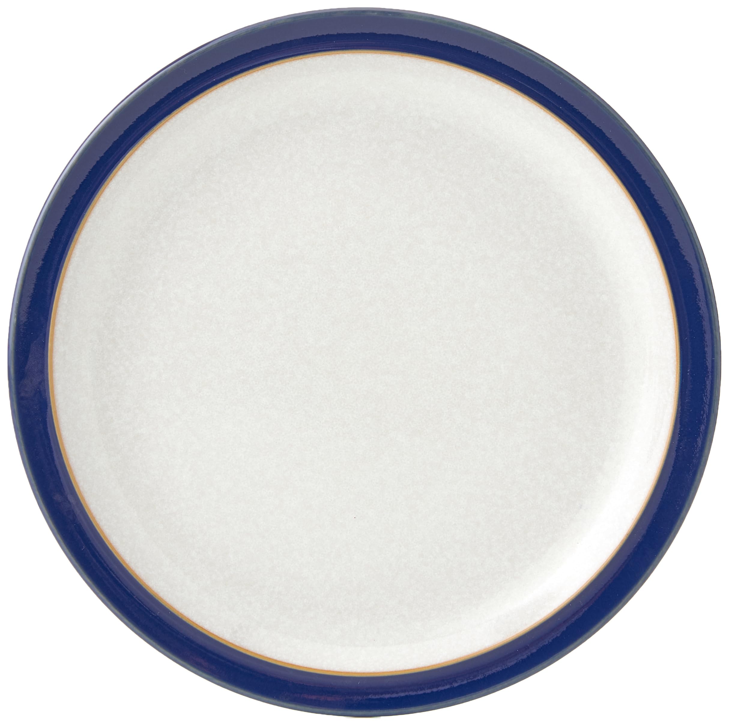 Denby Elements Medium Dark Blue Plates Set of 4 - 22cm Navy Blue & White Ceramic Stoneware - Dishwasher & Microwave Safe - Chip & Crack Resistant Dinnerware - Perfect for Everyday Meals, Dinner Parties & Restaurant Use