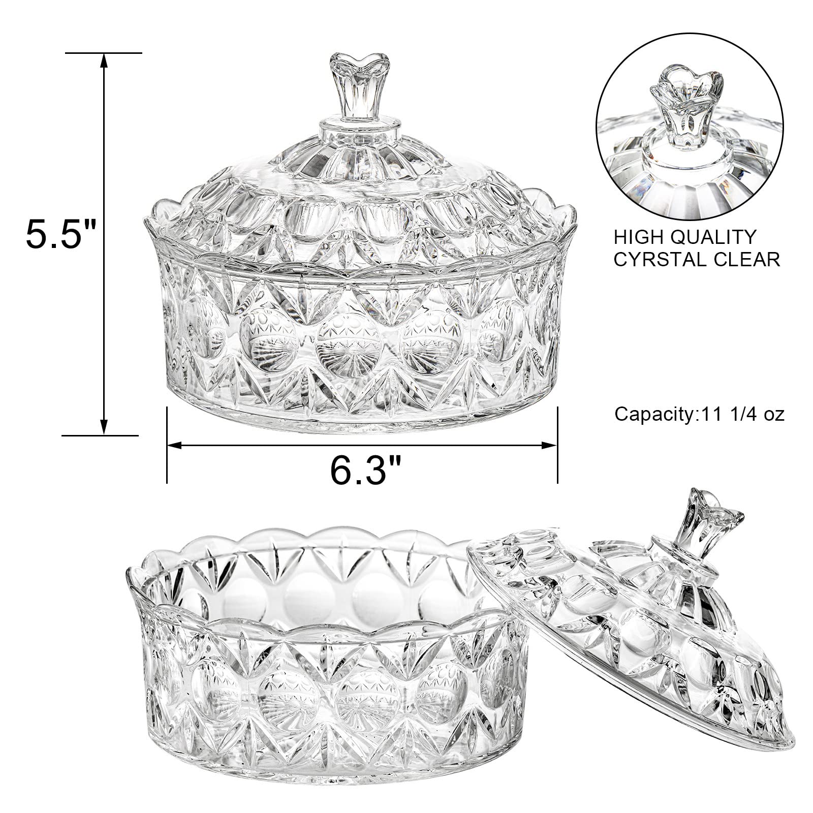 Lawei 2-Pack Acrylic Candy Dish with Lid - Crystal Clear Decorative Candy Jar & Sugar Bowl for Candy Buffet | Perfect for Parties, Weddings, Home Decor & Kitchen Storage