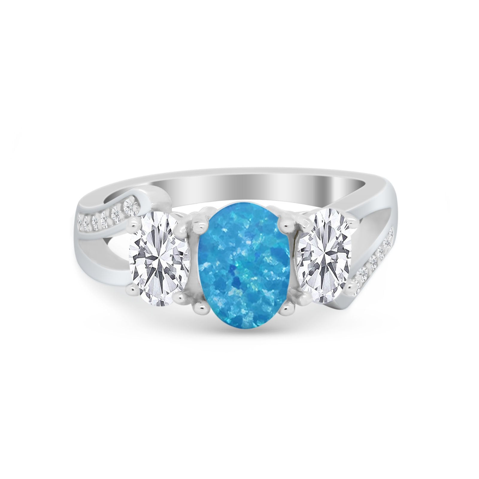 3 Stone Oval Wedding Ring - 925 Sterling Silver Cubic Zirconia Engagement Band for Women | Perfect for Bridal, Anniversary & Special Occasion Gifts