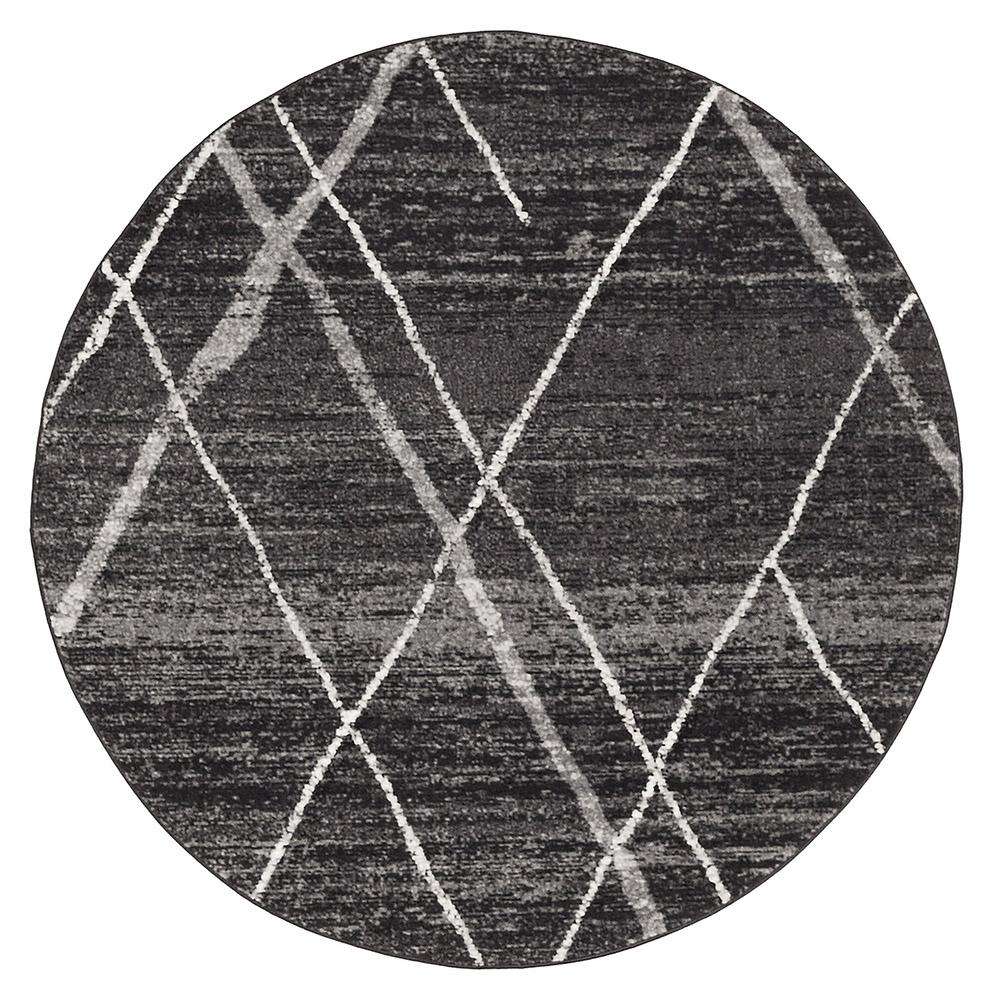 Noah Charcoal Tribal Round Rug - Handmade Boho Area Rug for Living Room, Bedroom, or Nursery - Soft & Durable Natural Fiber Floor Decor