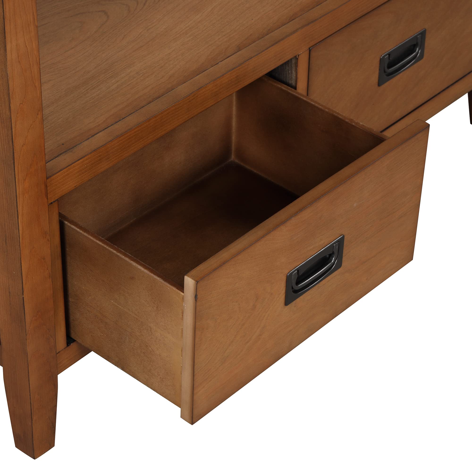 Quarte Retro Style Console Table - Solid Wood Entryway Sofa Table with 4 Drawers & 1 Shelf, Easy Assembly for Hallway, Living Room & Bedroom - Espresso Finish | Perfect for Small Space Decor & Home Organization