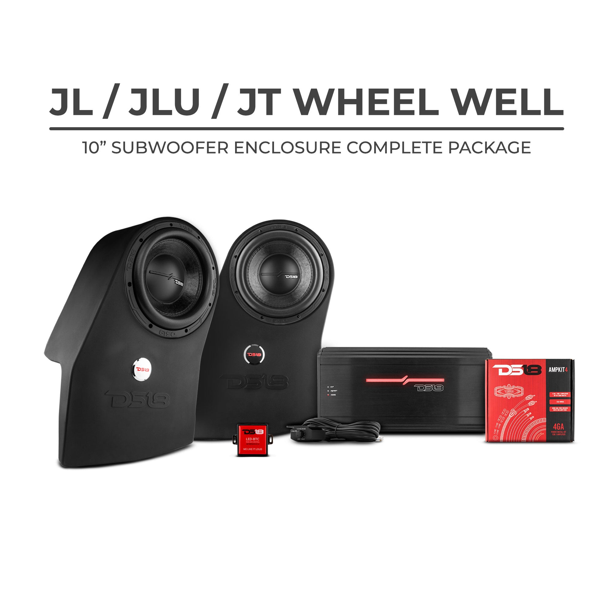 DS18 JL/JLU Exclusive Wheel Well Subwoofer Enclosure Package - Premium Car Audio Upgrade for Jeep Wrangler JL & JLU - Perfect for Off-Road Adventures & Enhanced Bass Performance