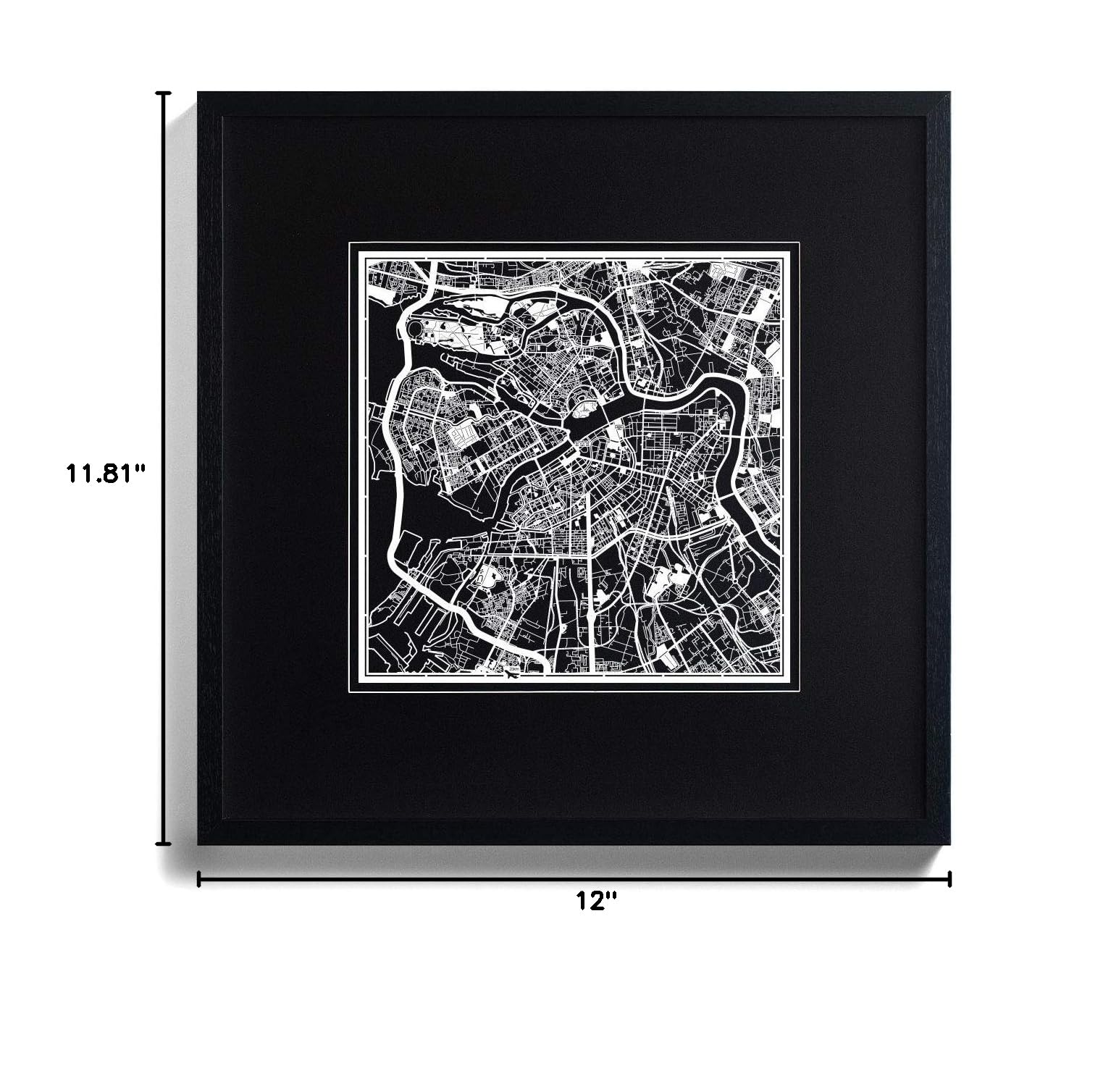 Saint Petersburg Russia Paper Cut Map - White 12x12 Inches Handmade Paper Art Wall Decor for Home, Office & Gift Giving
