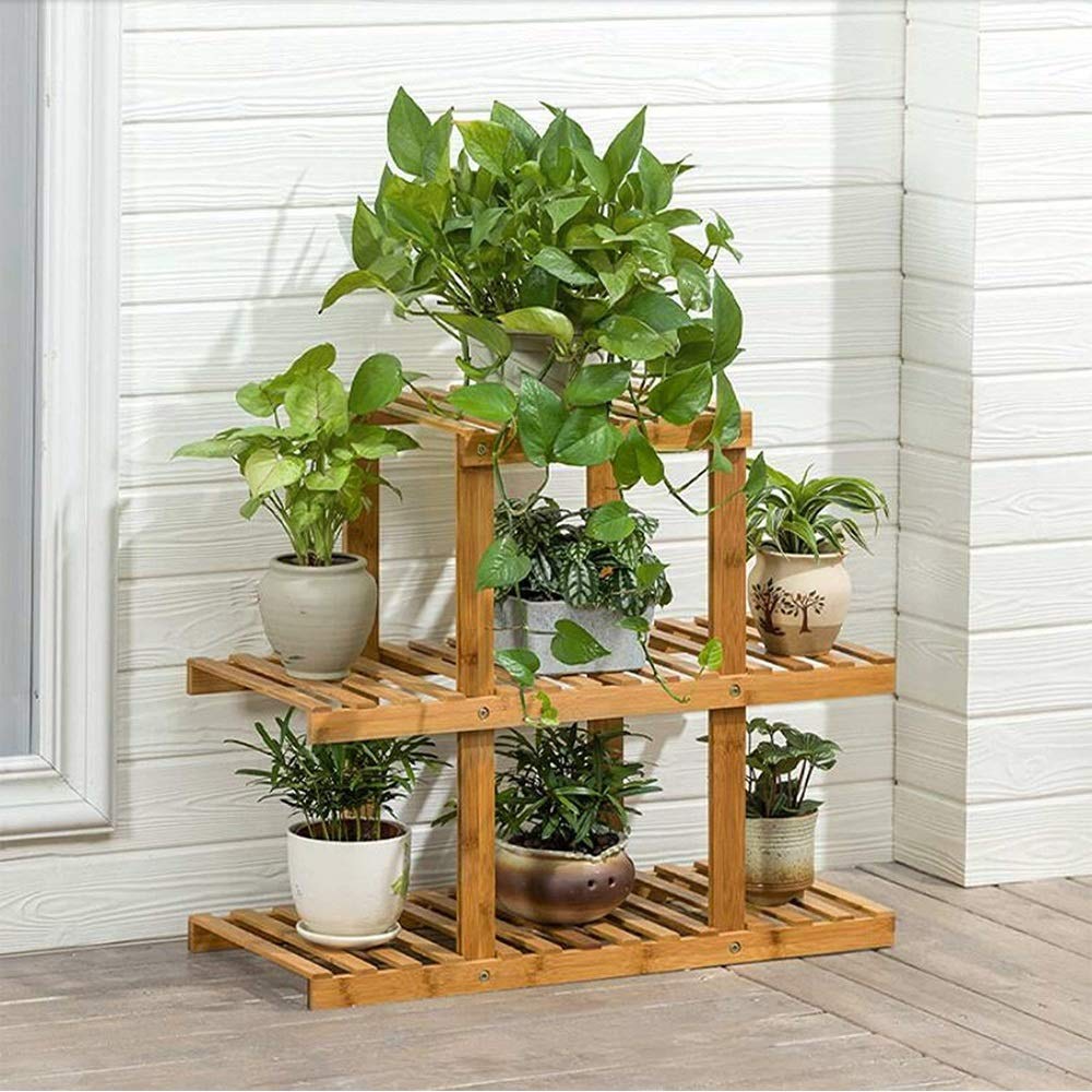 Wooden Flower Stands - 3 or 6 Tier Plant Display Shelf for Indoor/Outdoor Decor - Perfect for Living Room, Garden, Balcony & Patio