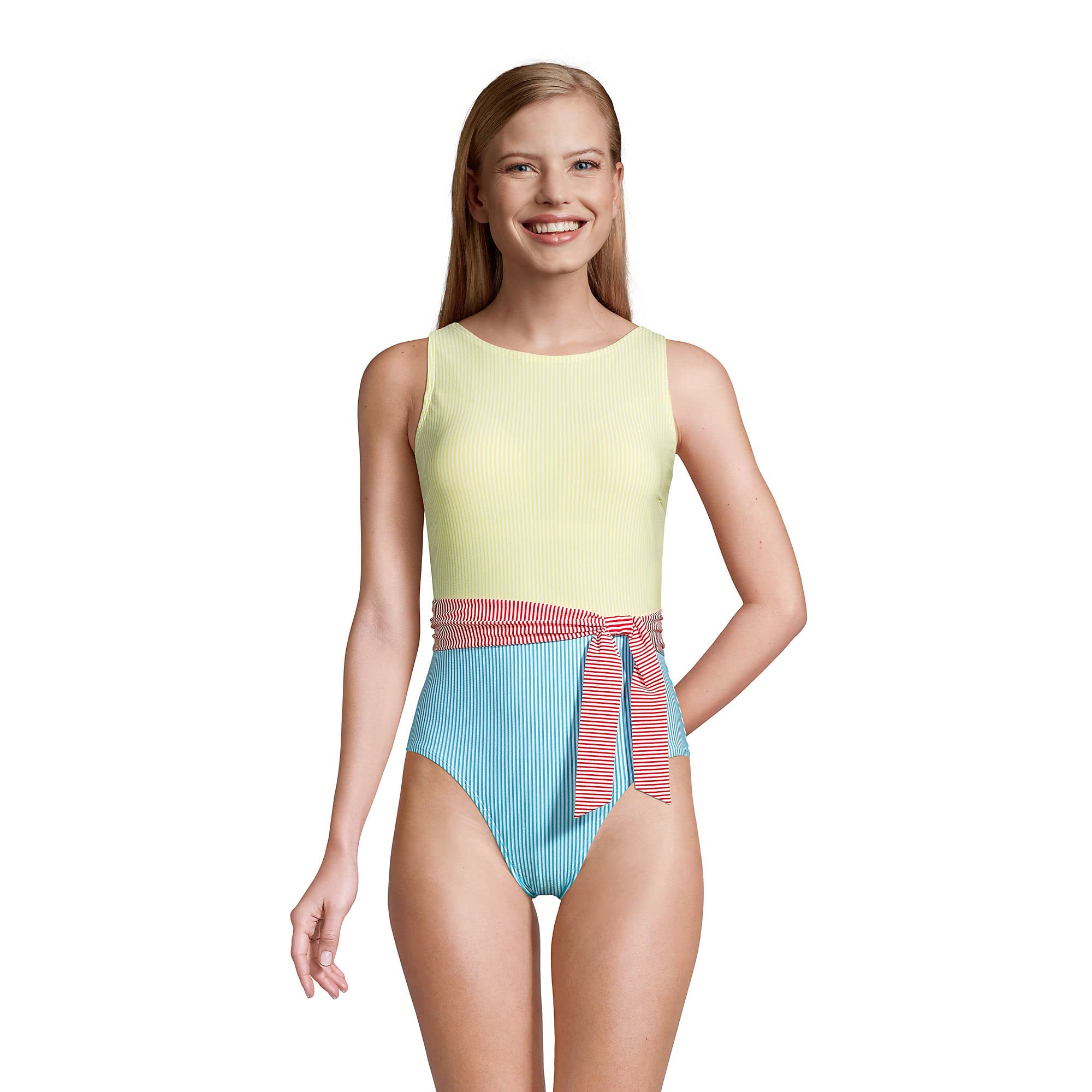 Lands' End Women's Mastectomy Chlorine Resistant Zip Front Long Sleeve One Piece Swimsuit - Comfortable Post-Surgery Swimwear for Pool, Beach & Water Aerobics