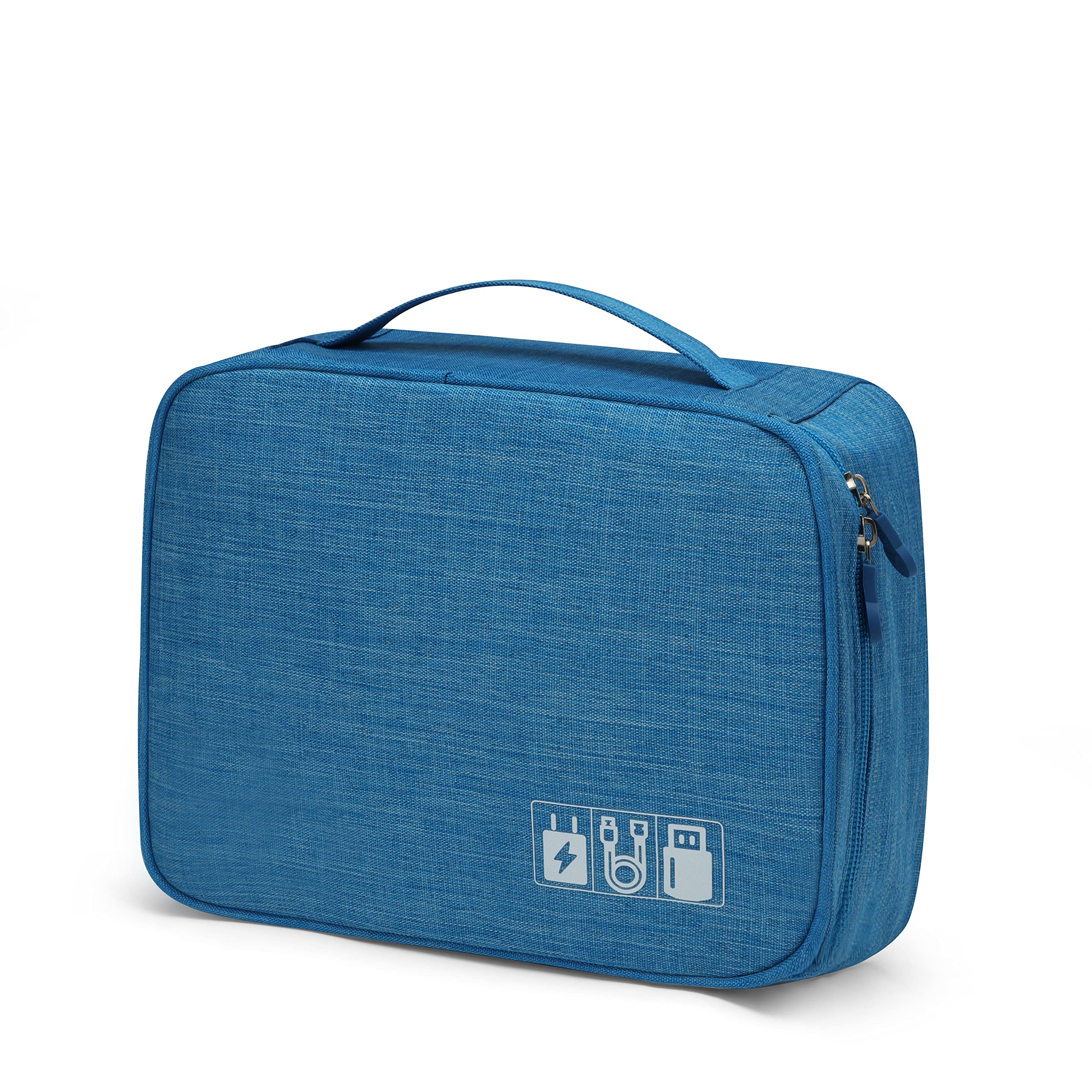 Navor Electronics & Beauty Organizer Pouch - Waterproof Travel Case for Cosmetics, Phone Charger, Power Bank & SD Cards - Durable Impact-Resistant Tech Accessory Organizer (Blue) - Perfect for Travel, Gym & Daily Commute
