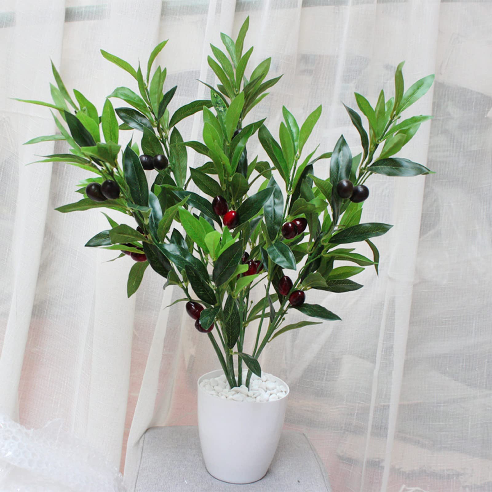 23in Artificial Olive Branches - 3pcs Long Stem Fake Olive Leaves, Faux Greenery for Vase Bouquets, Wedding Centerpieces, Home Decor & Floral Arrangements - Perfect for Farmhouse, Boho & Mediterranean Style Decor