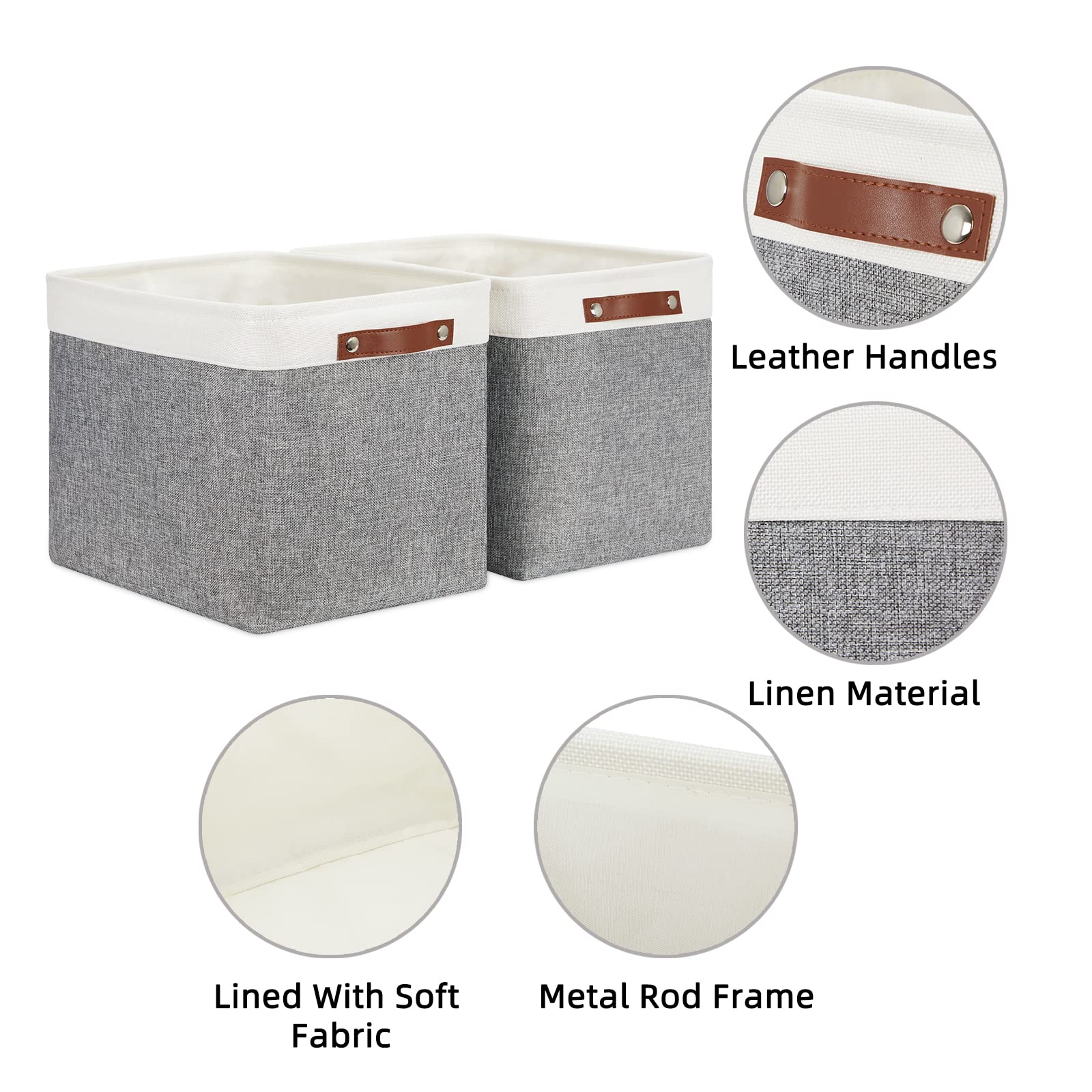 Foldable Fabric Storage Baskets [2 Pack] - 16