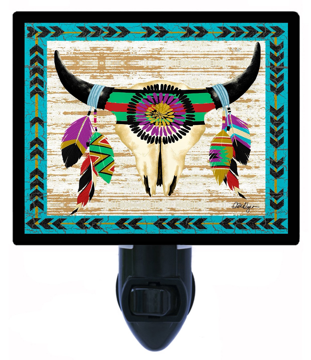 Southwest Love Longhorn Skull LED Night Light - Desert Themed Bedroom Decor for Kids & Adults, Perfect for Nursery, Bedside, Hallway, and Home Ambiance Lighting