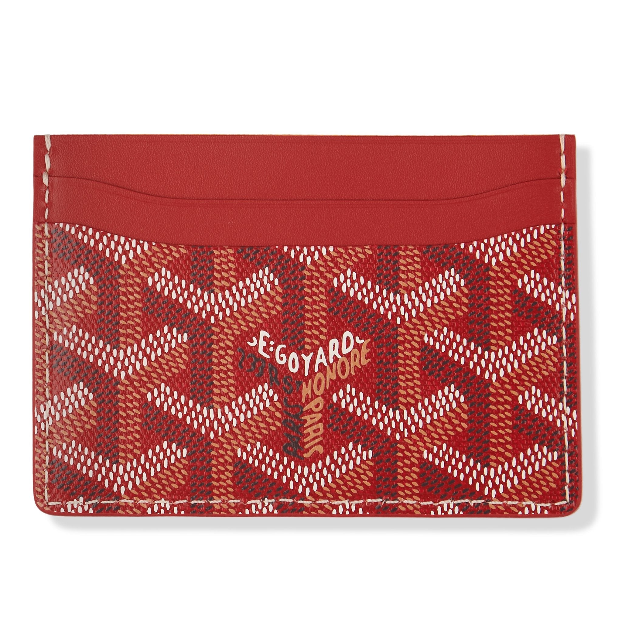 Goyard Saint Sulpice Red Leather Card Holder - Slim RFID Blocking Wallet for Credit Cards & ID - Perfect for Travel, Business, and Everyday Use