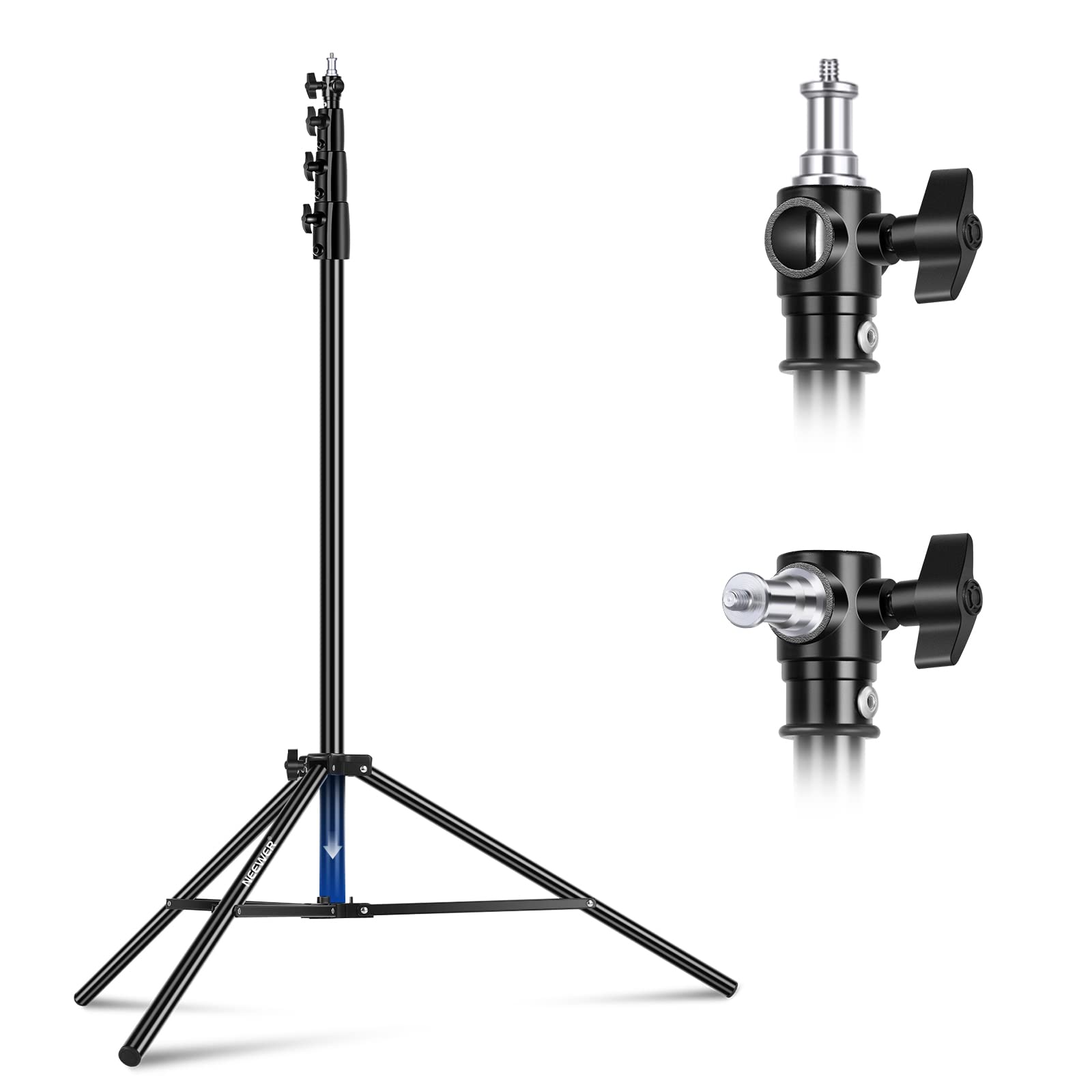 NEEWER 13ft/4m Heavy Duty Air Cushioned Light Stand - All Metal Photography Tripod with 1/4” to 3/8” Reversible Spigot, 3-Way Mounting & Metal Locking Knobs (Max Load 6.5lb/3kg) - Perfect for Studio, Portrait, and Video Lighting Setups