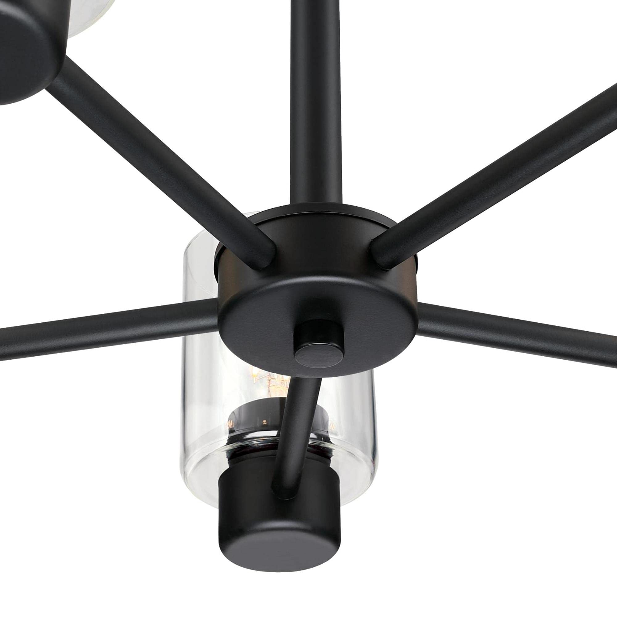 Westinghouse 6115300 Sylvestre Transitional 5-Light Indoor Chandelier - Matte Black Finish with Clear Glass Shades - Perfect for Dining Room, Living Room & Bedroom Lighting