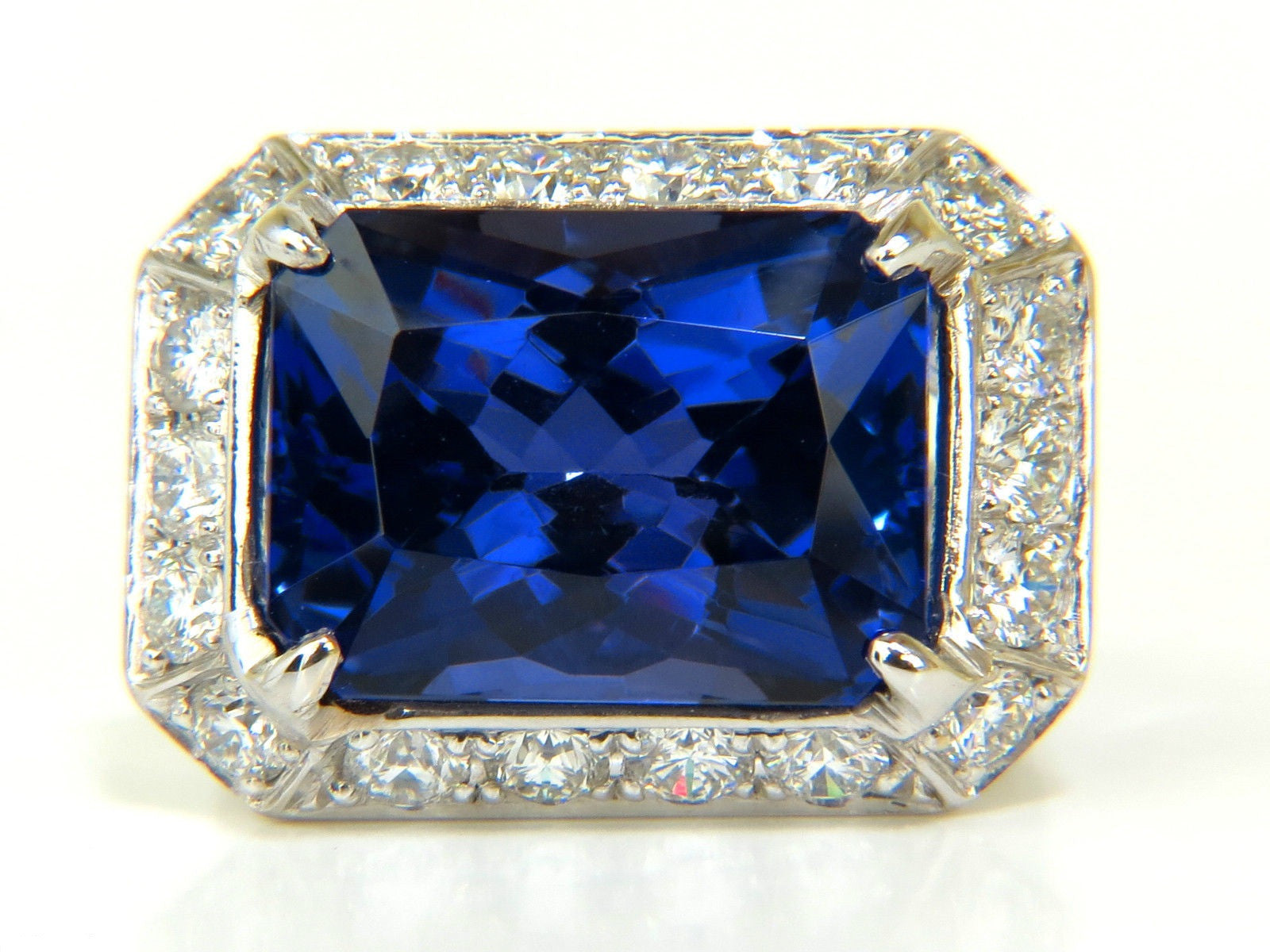 15.06CT GIA Certified Natural Tanzanite Diamond Ring in 18K Gold - A+ D Block Color | Luxury Engagement, Anniversary & Special Occasion Jewelry Gift