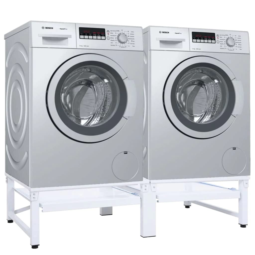 vidaXL Washing Machine Stacking Kit with Pull-Out Shelf | Heavy Duty Washer Dryer Pedestal Stand | Space Saving Laundry Raiser for Home & Apartment | Perfect for Small Laundry Rooms and Tight Spaces