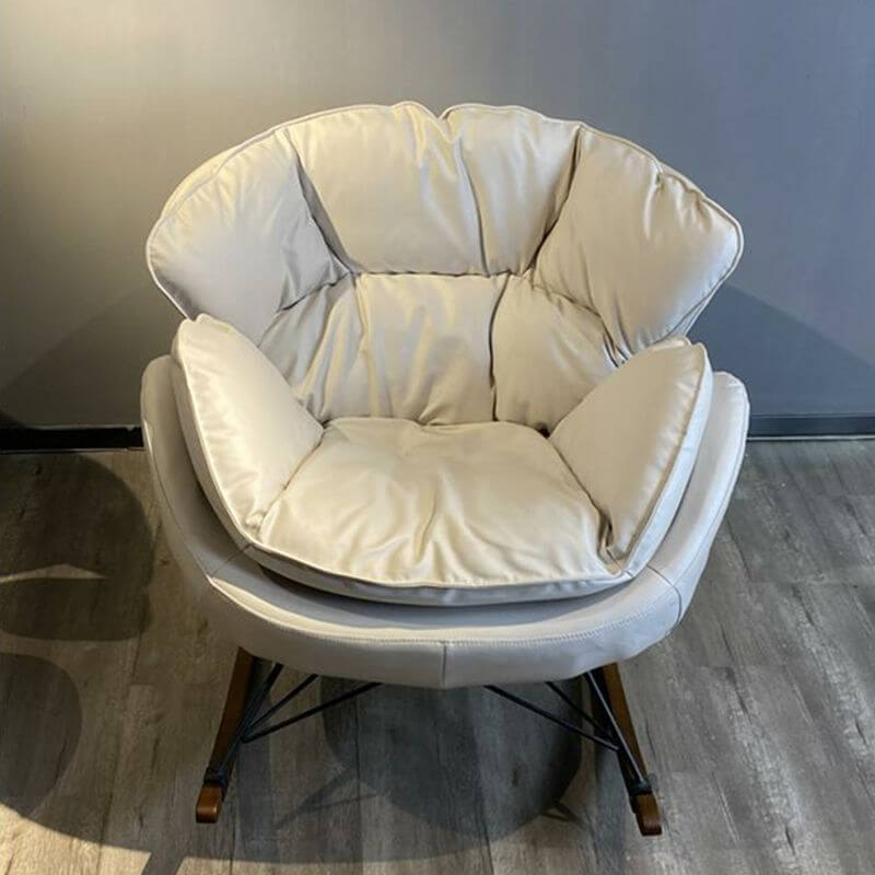 Modern Indoor Rocking Chair with Black Upholstery - Non-Scratch Recessed Arm Design - Perfect for Living Room, Nursery & Relaxation