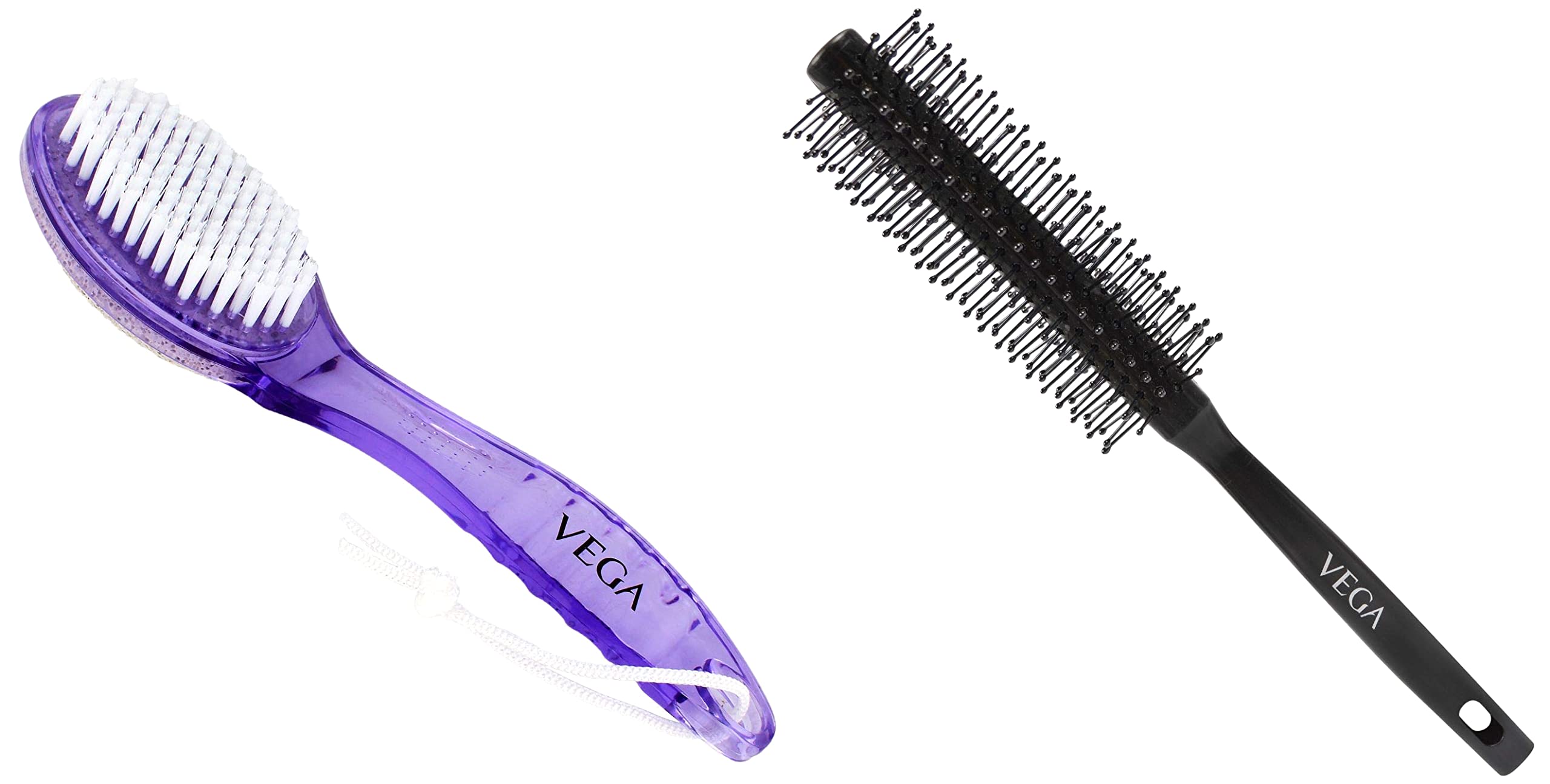 VEGA Pumice Stone & Nail Brush with Handle for Men and Women - Exfoliating Foot Scrubber & Callus Remover - Perfect for Pedicure, Manicure, and At-Home Foot Care (Color May Vary)