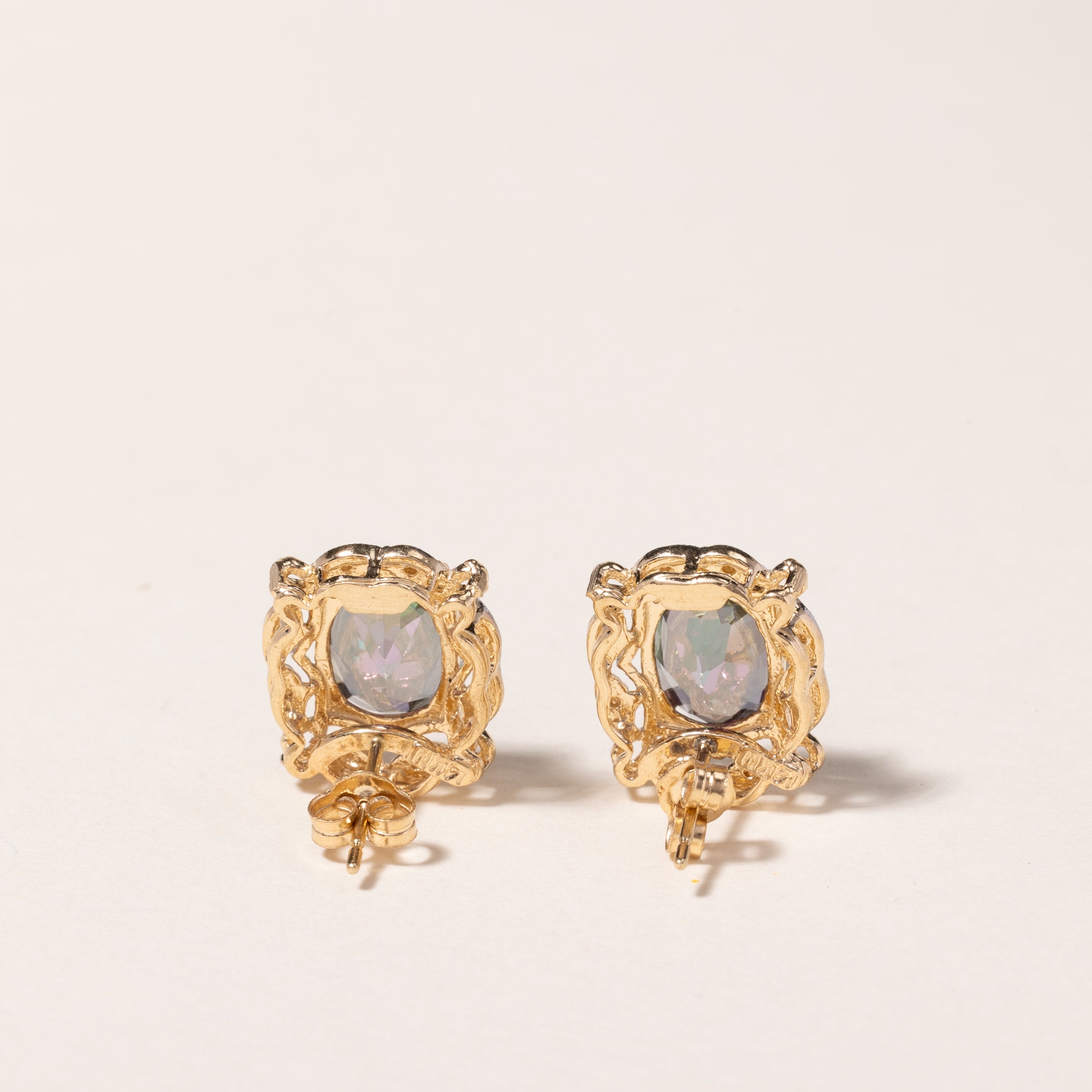 14K Yellow Gold Mystic Topaz Stud Earrings | 6.10ctw | Genuine Gemstone Jewelry for Women | Elegant Gift for Birthday, Anniversary & Special Occasions | Perfect for Parties, Weddings & Evening Events