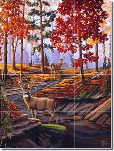 Worley Creek by Lane Kendrick - Deer Art Ceramic Tile Mural 24