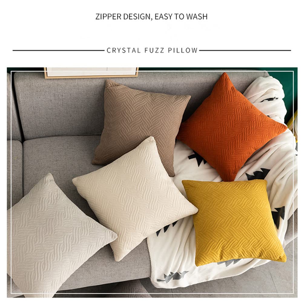 2 Pack Quilted Velvet Decorative Throw Pillow Covers - 18x18 Inch Square Soft Breathable Cushion Cases for Sofa, Couch & Bedroom - Light Grey - Perfect for Living Room Decor, Home Styling & Cozy Comfort